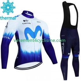 Homme Tenue Cycliste Manches Longues et Collant à Bretelles Hiver Thermal Fleece Movistar Iceberg 2023